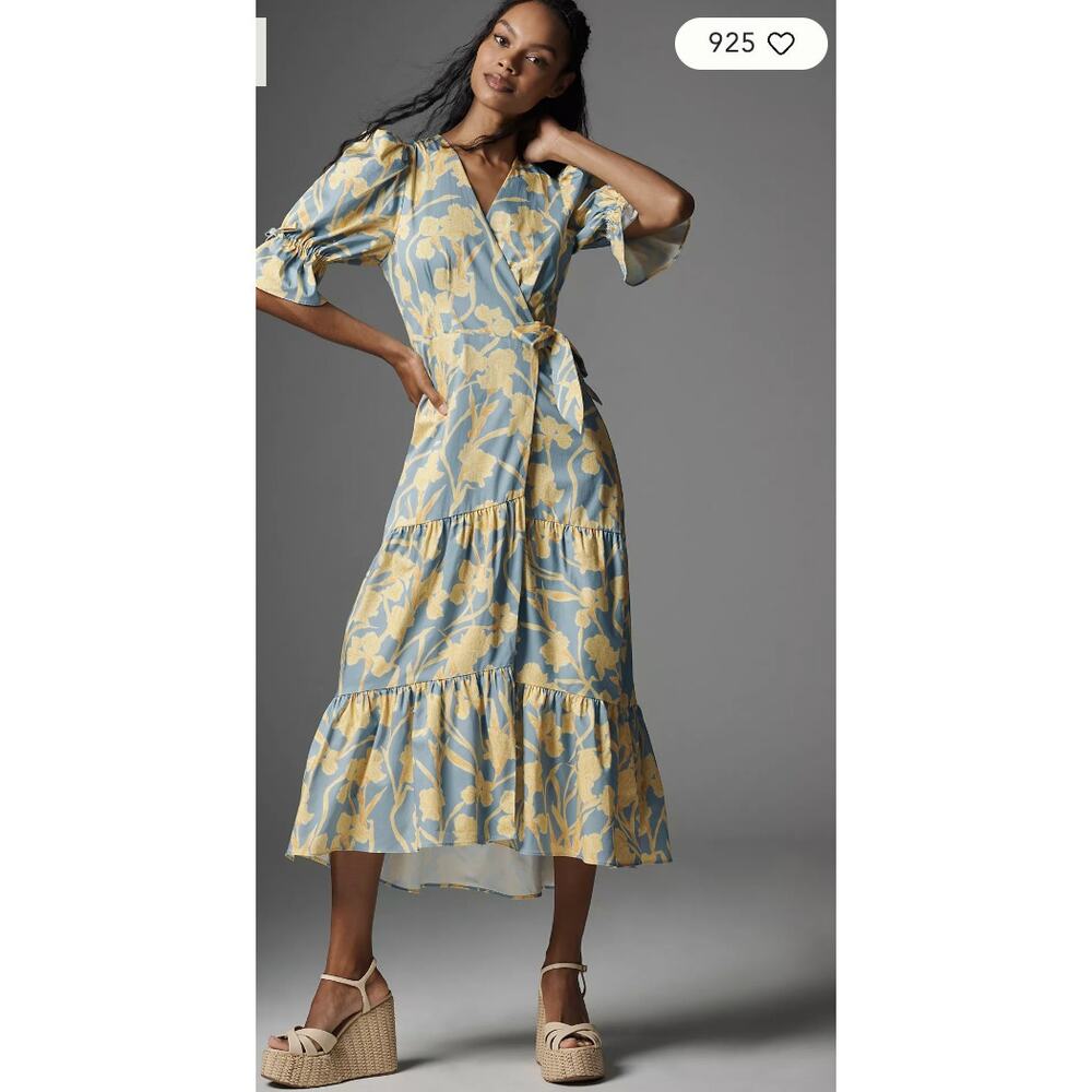 NWT Hutch Puff-Sleeve Wrap Midi Dress Sz 2X